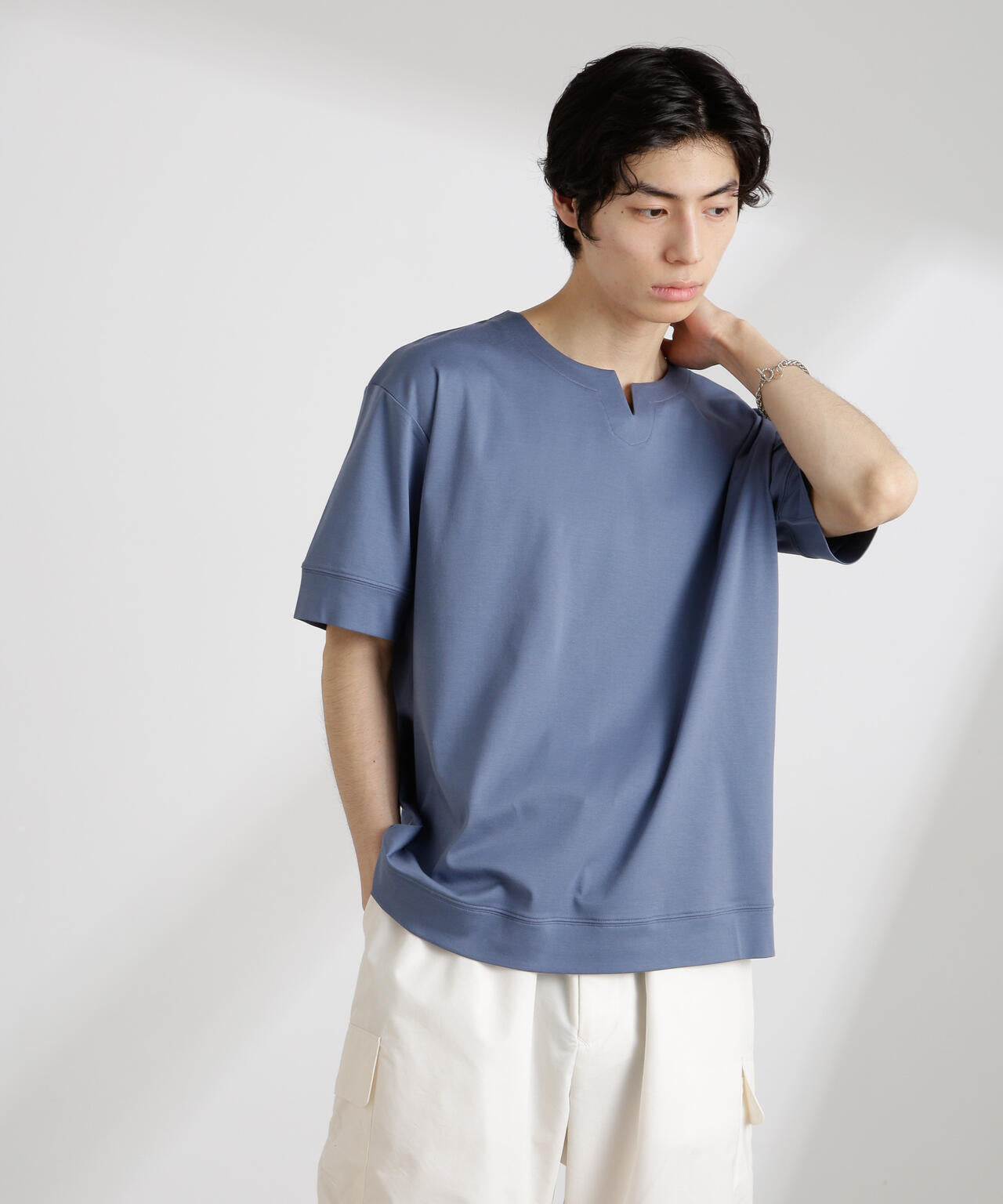 50/-シルケットスムースキーネックTシャツ