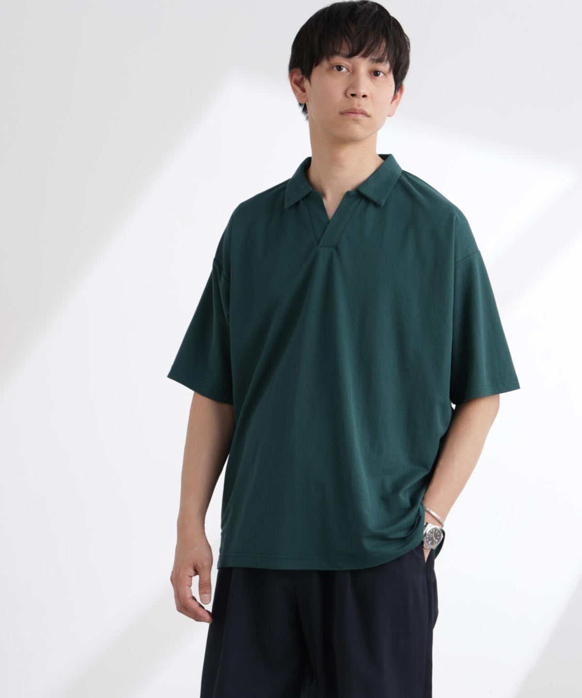 レーヨンナイロンポンチスキッパーシャツ 半袖