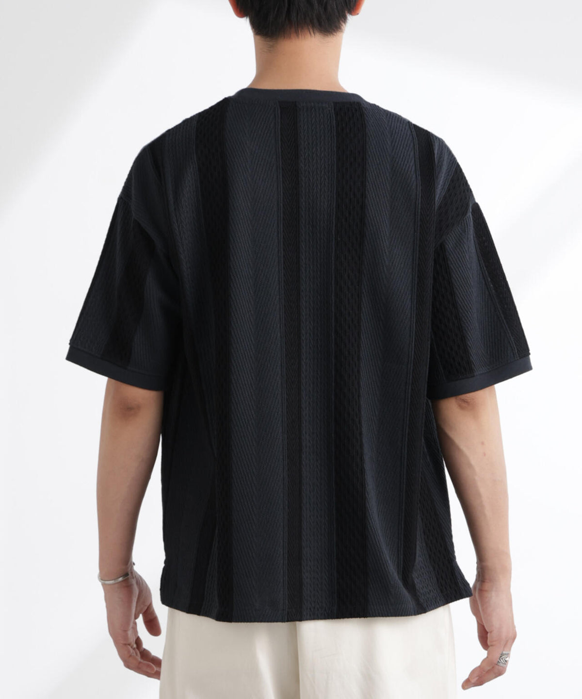 ストライプジャガードTシャツ 半袖