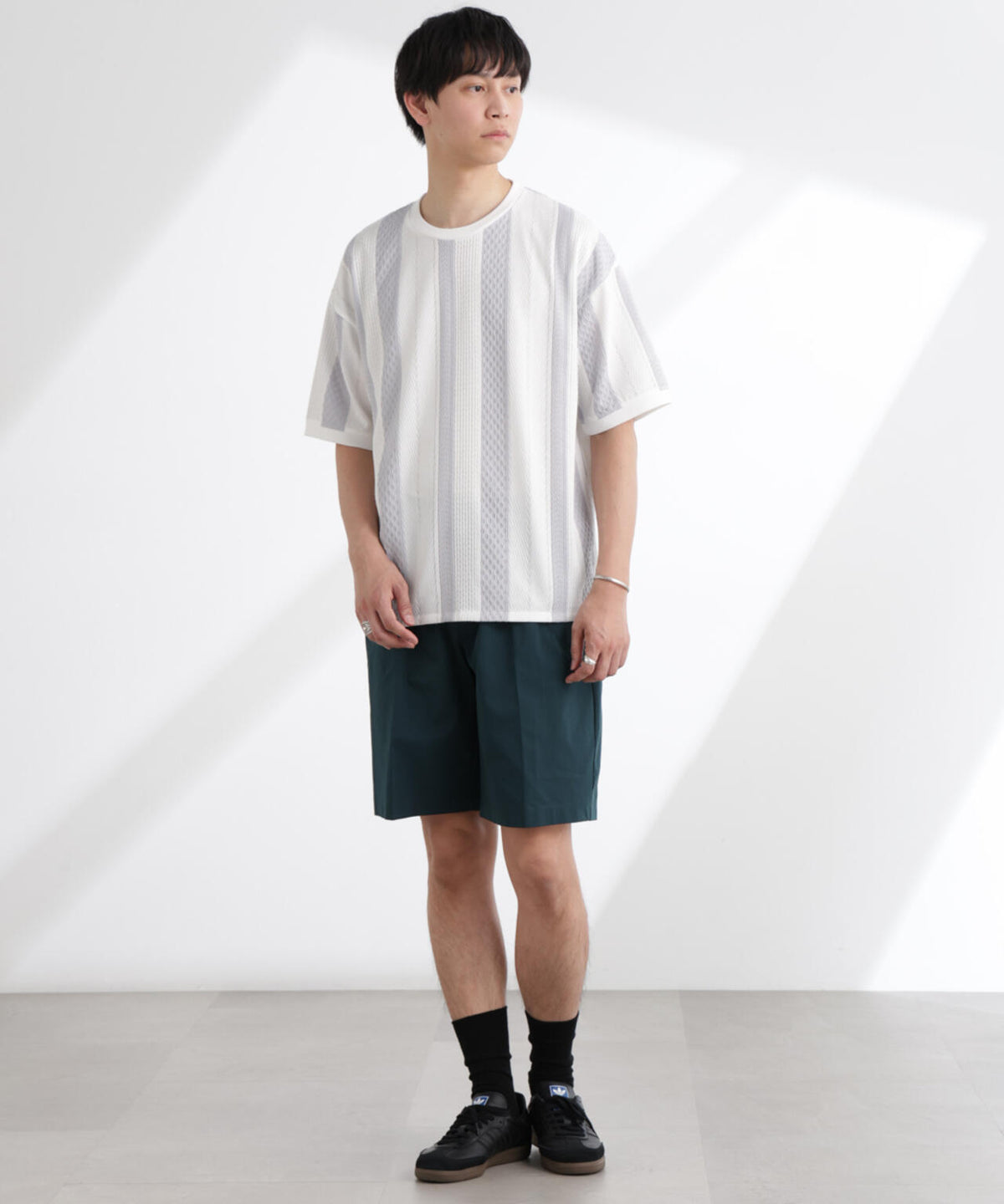 ストライプジャガードTシャツ 半袖