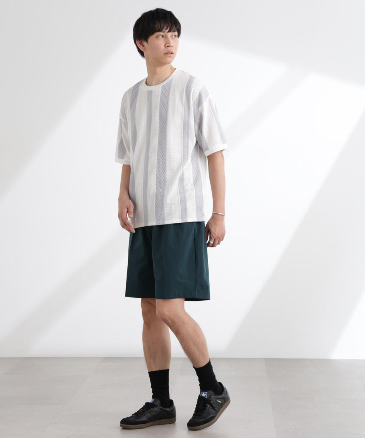 ストライプジャガードTシャツ 半袖