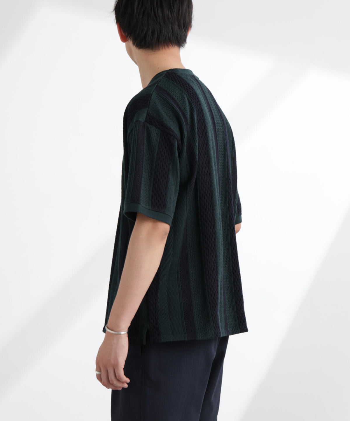 ストライプジャガードTシャツ 半袖