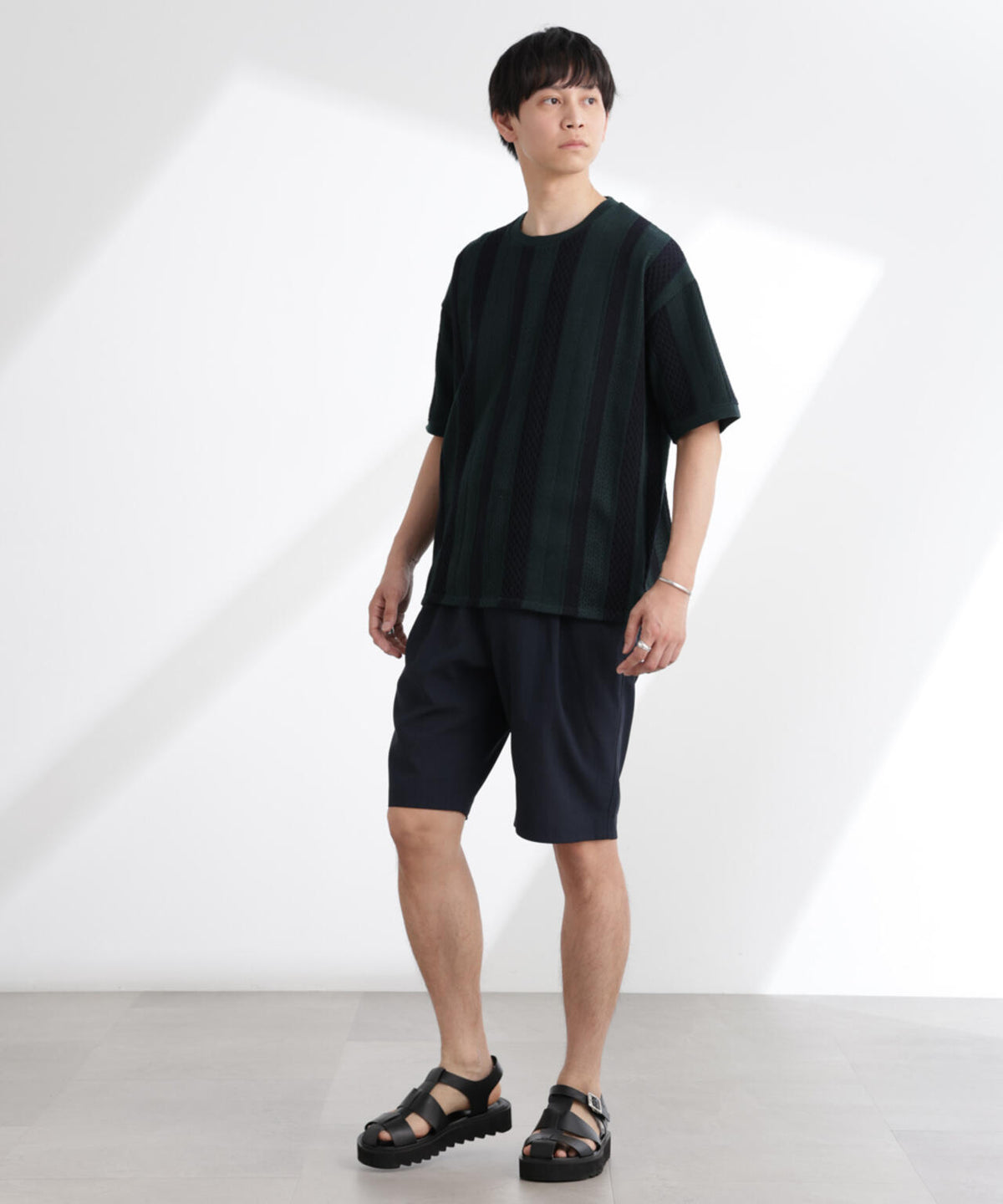 ストライプジャガードTシャツ 半袖