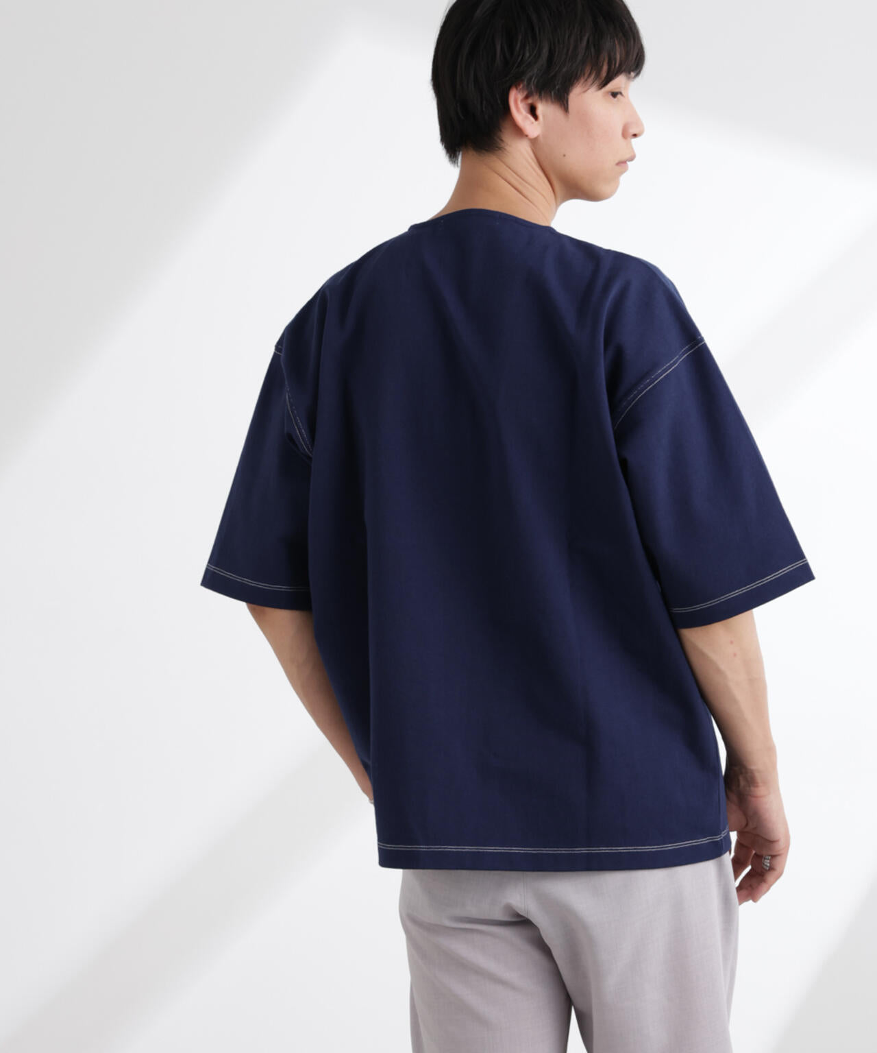 ヘビーオンスワイドヘンリーネックTシャツ 半袖