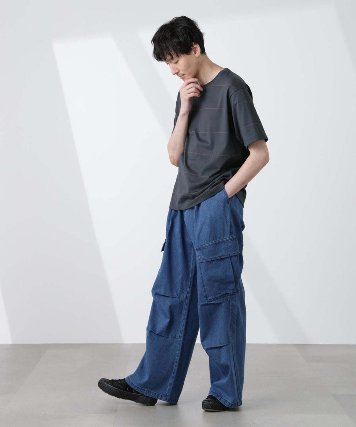 パネルボーダーTシャツ 半袖