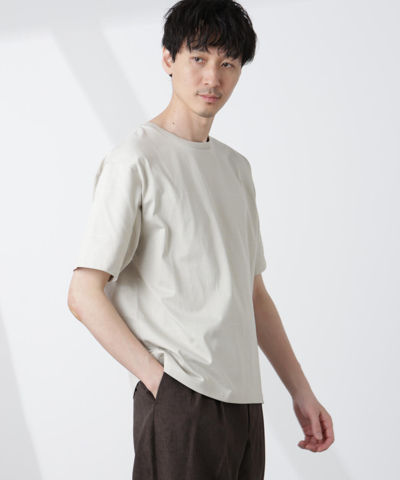 パネルボーダーTシャツ 半袖