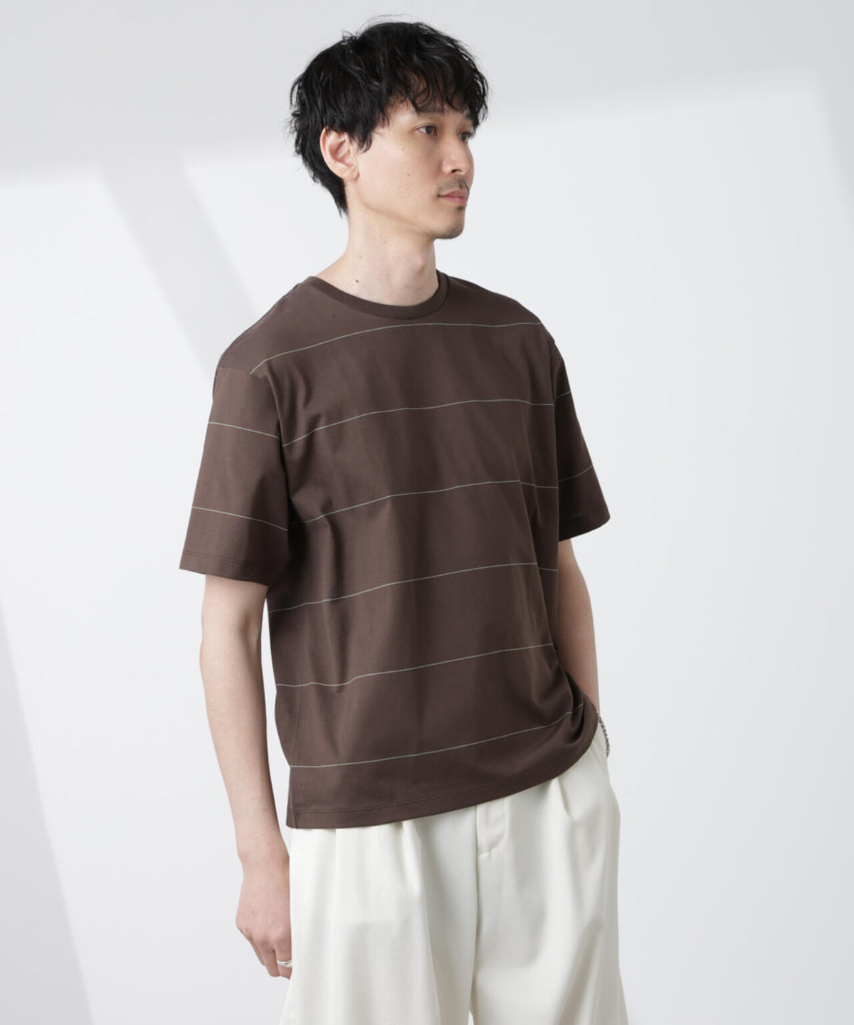 パネルボーダーTシャツ 半袖