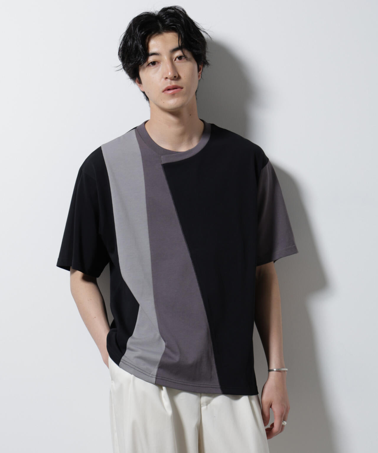 デザイン切替クルーネックTシャツ 半袖