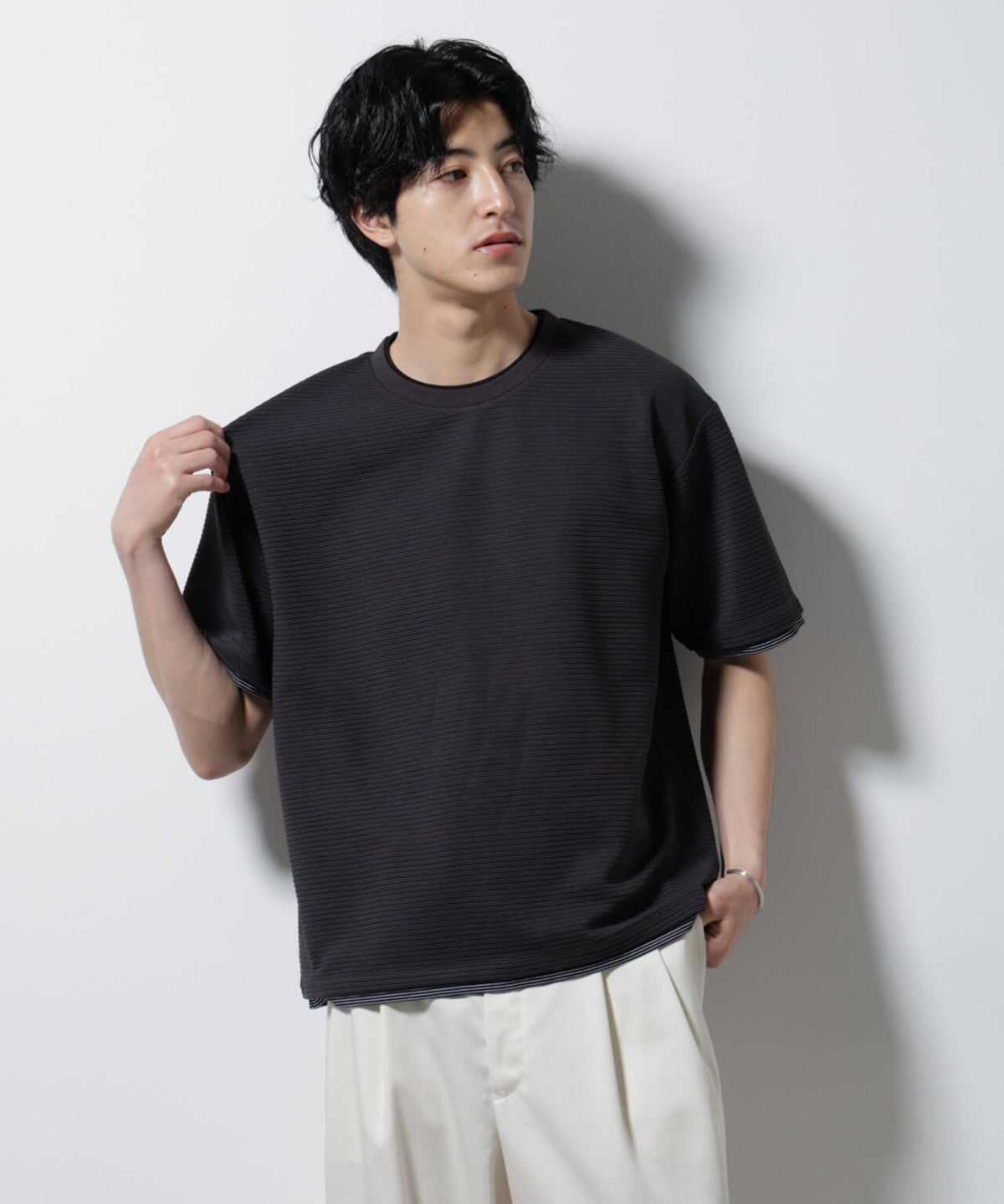 ガーターフェイクレイヤードTシャツ 半袖