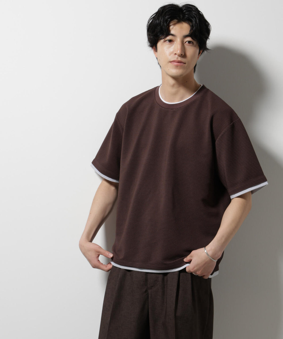 ガーターフェイクレイヤードTシャツ 半袖