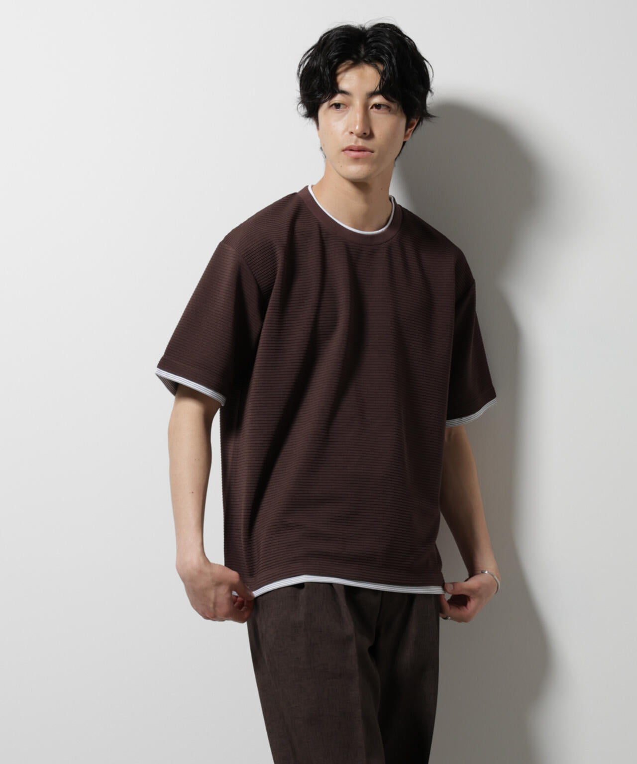 ガーターフェイクレイヤードTシャツ 半袖