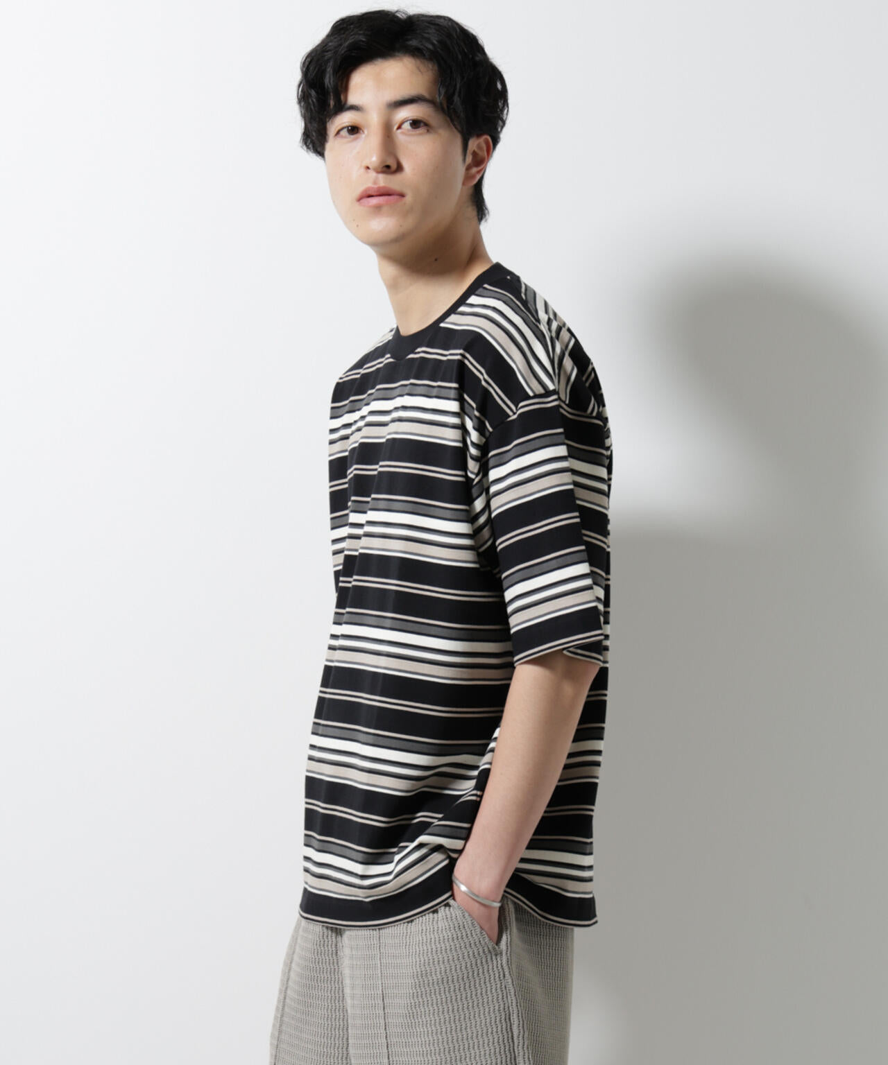 マルチボーダーリラックスTシャツ 半袖