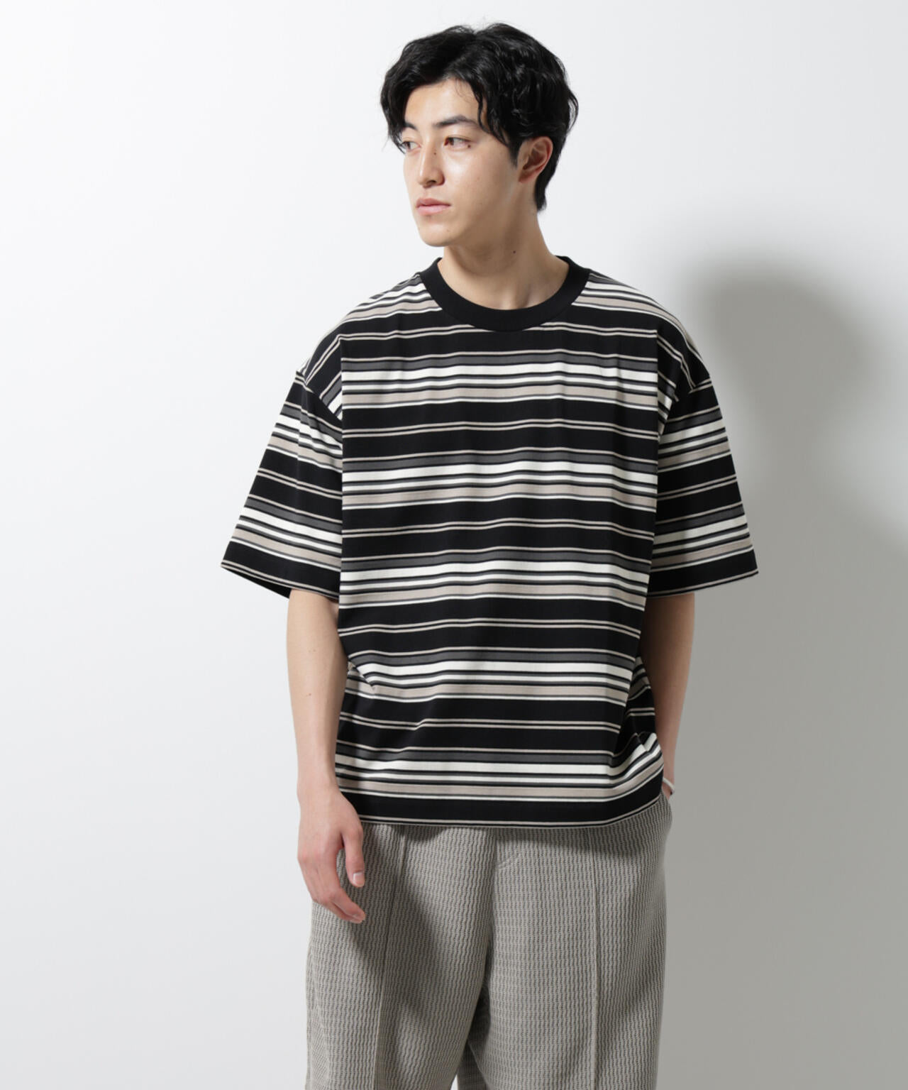 マルチボーダーリラックスTシャツ 半袖