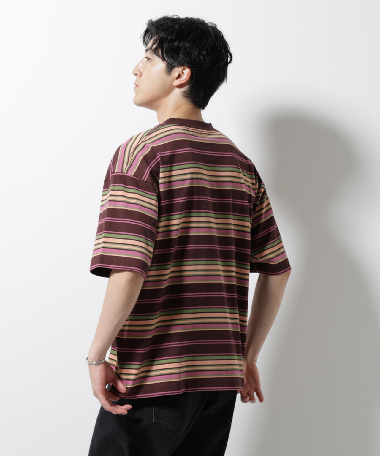 マルチボーダーリラックスTシャツ 半袖