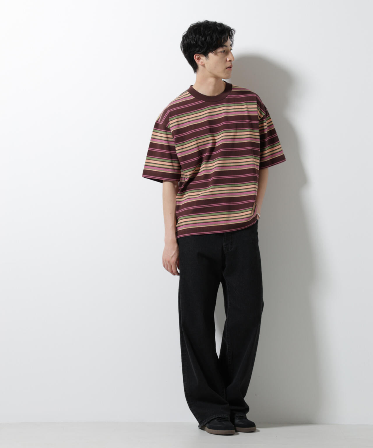 マルチボーダーリラックスTシャツ 半袖