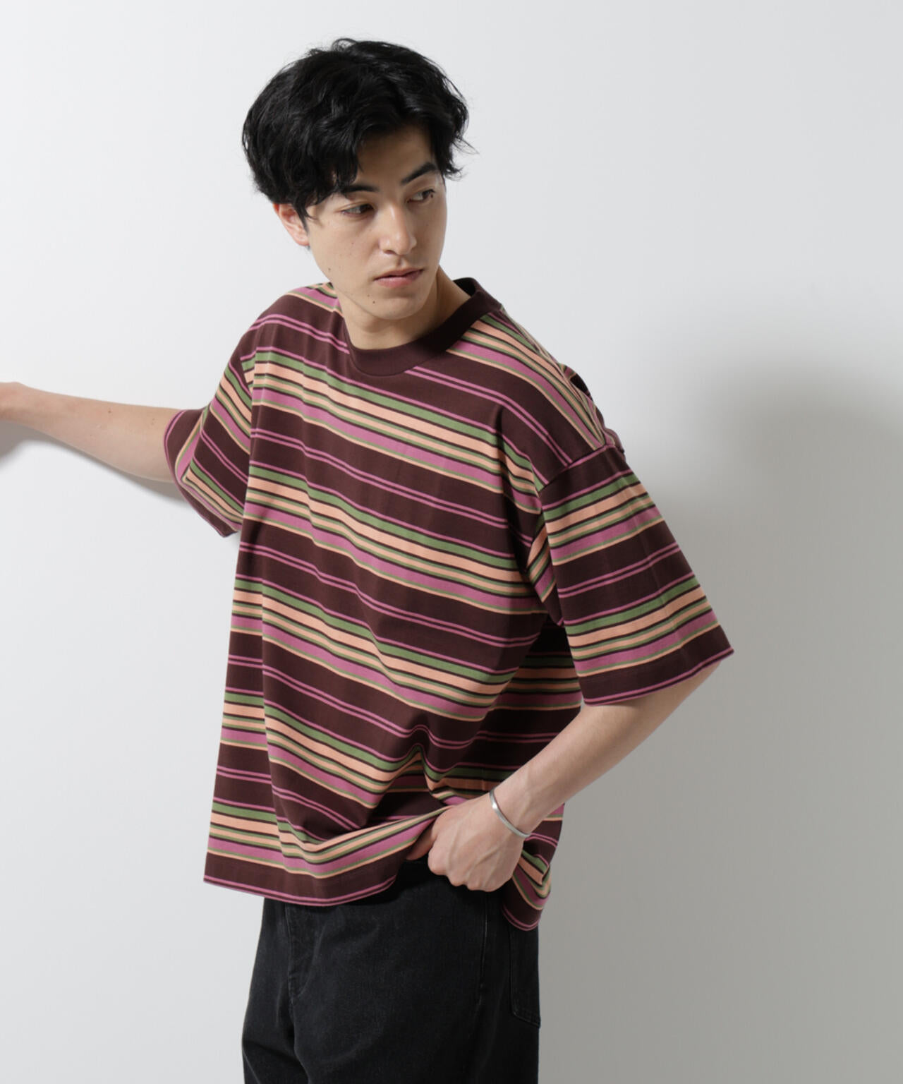マルチボーダーリラックスTシャツ 半袖