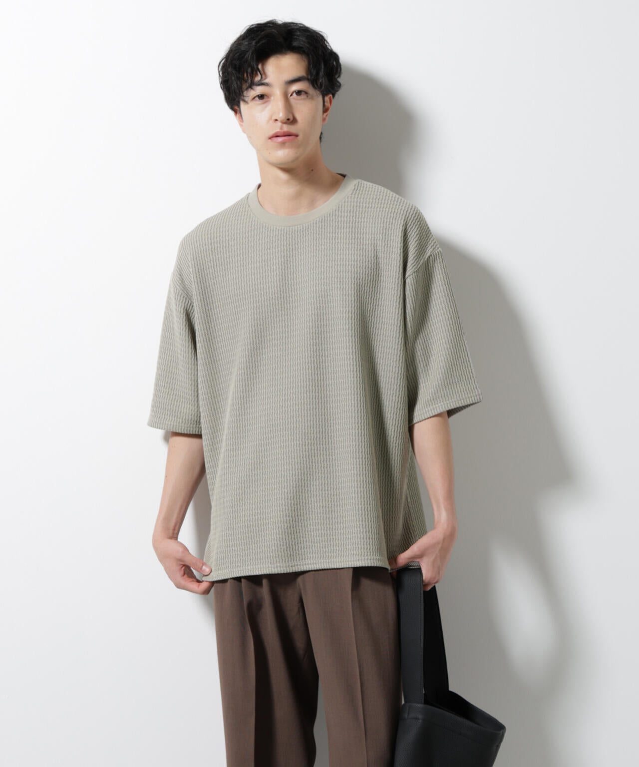ジャガードニットソーTシャツ 半袖(セットアップ可)