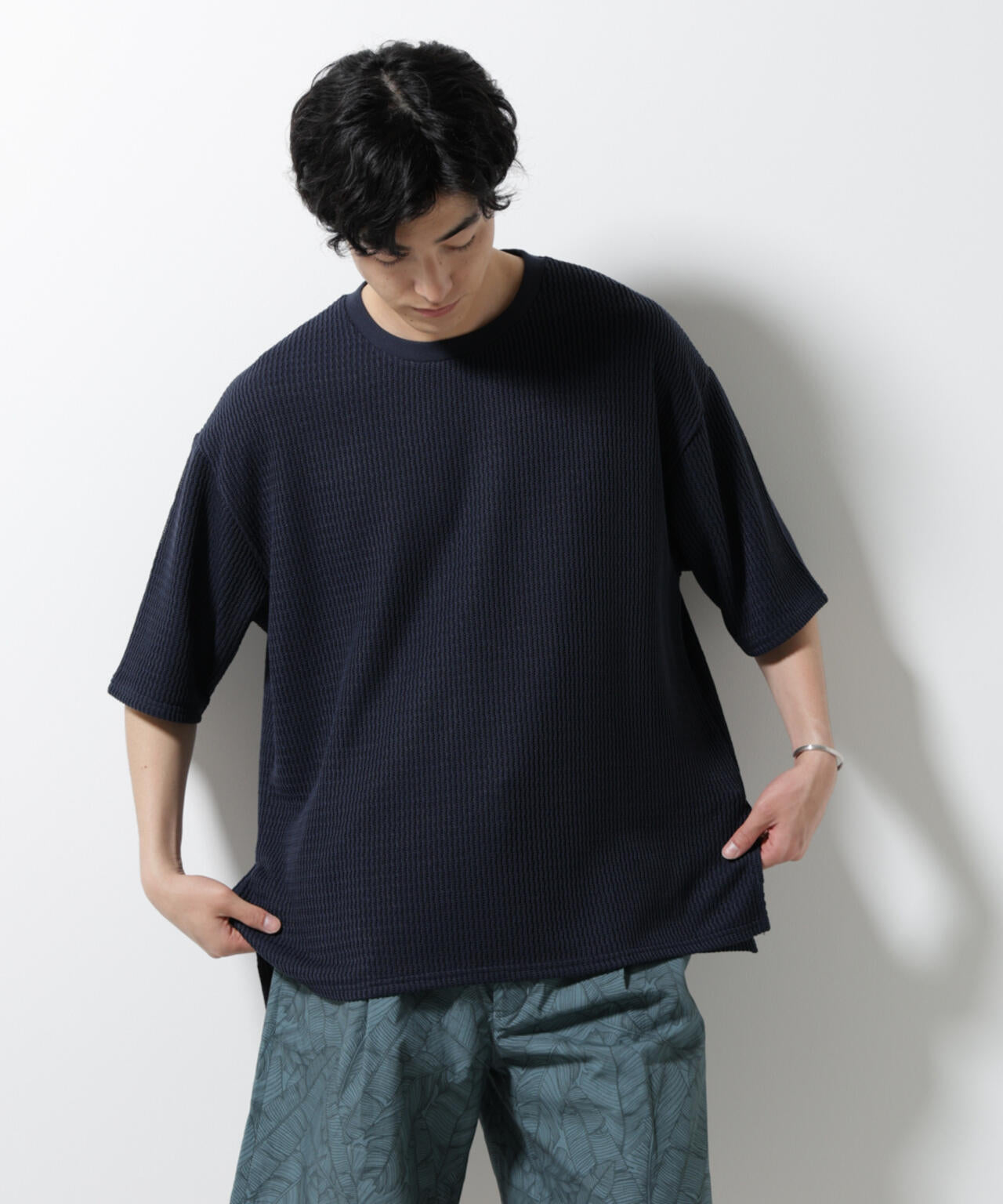 ジャガードニットソーTシャツ 半袖(セットアップ可)