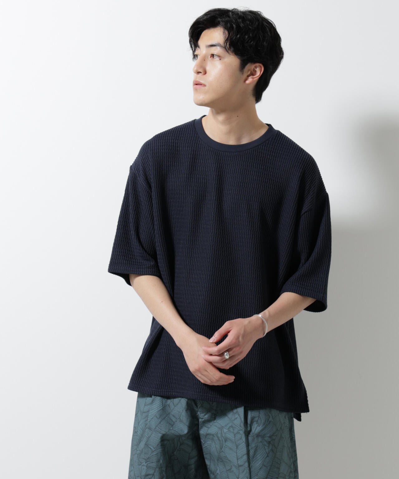 ジャガードニットソーTシャツ 半袖(セットアップ可)