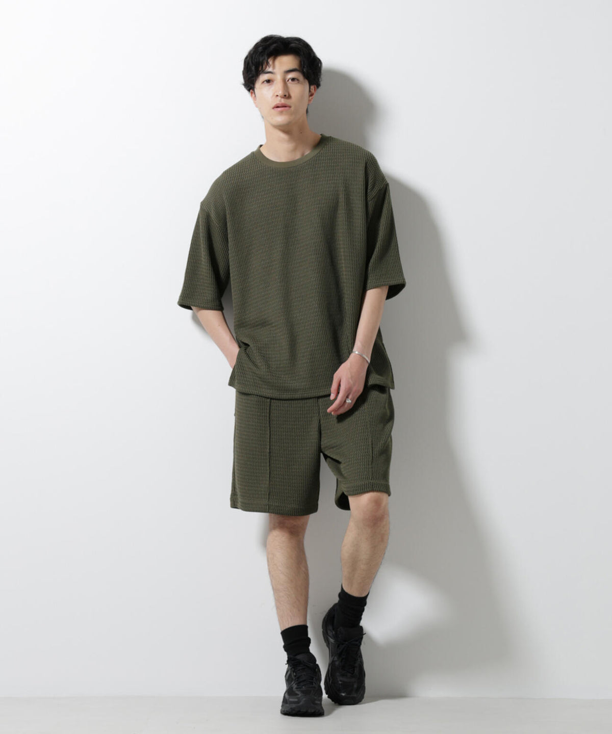 ジャガードニットソーTシャツ 半袖(セットアップ可)