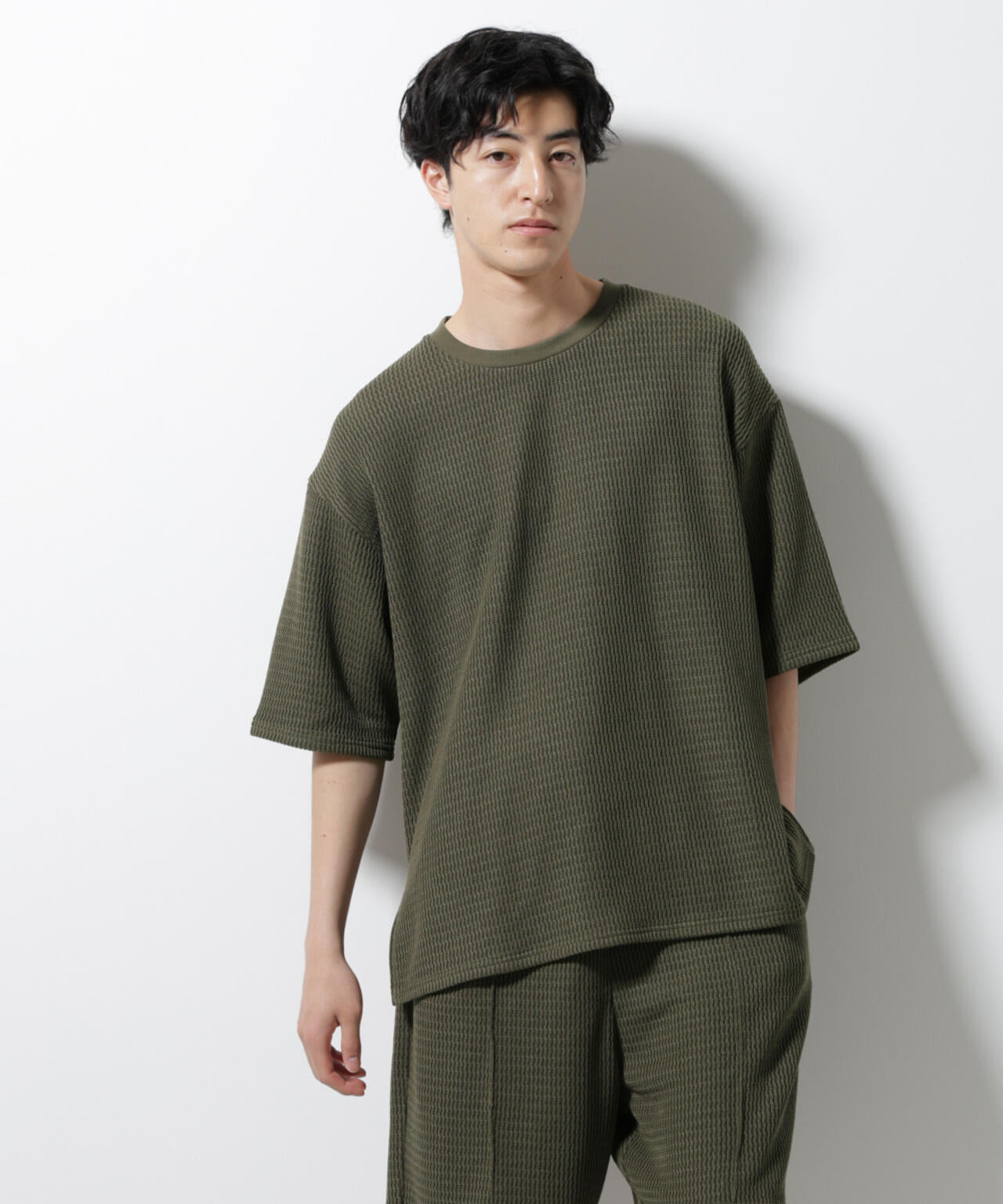 ジャガードニットソーTシャツ 半袖(セットアップ可)