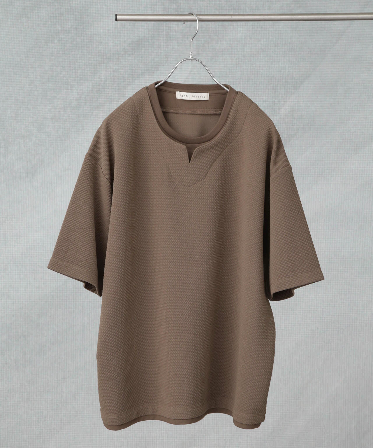 フェイクレイヤードキーネックTシャツ 半袖