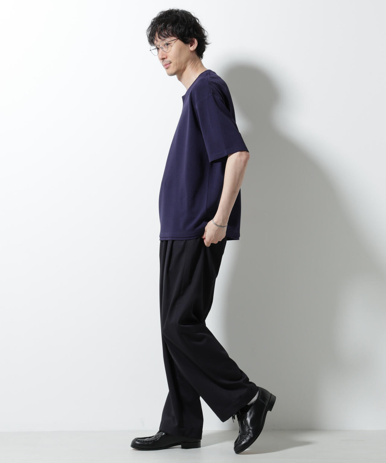 フェイクレイヤードキーネックTシャツ 半袖