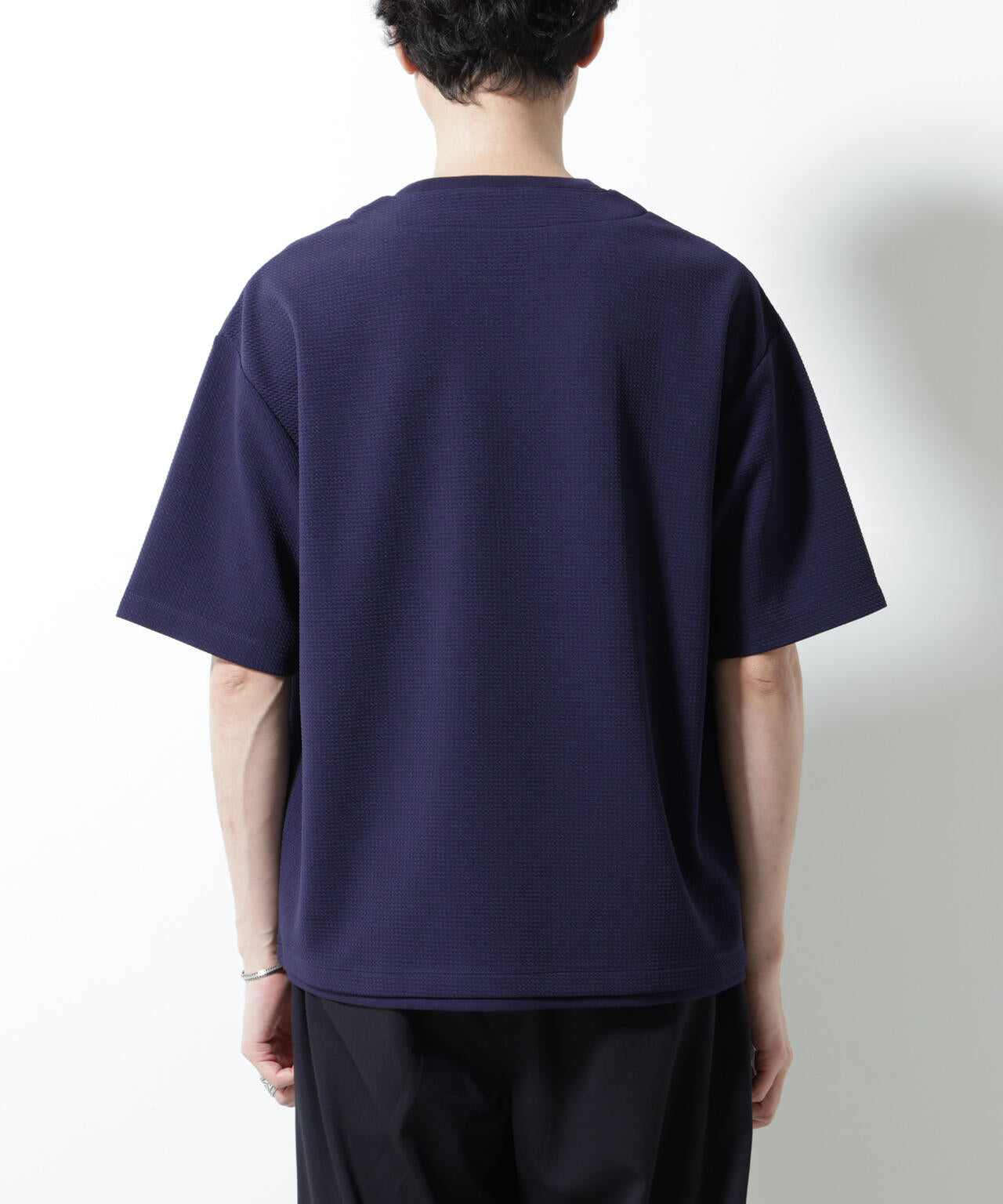 フェイクレイヤードキーネックTシャツ 半袖