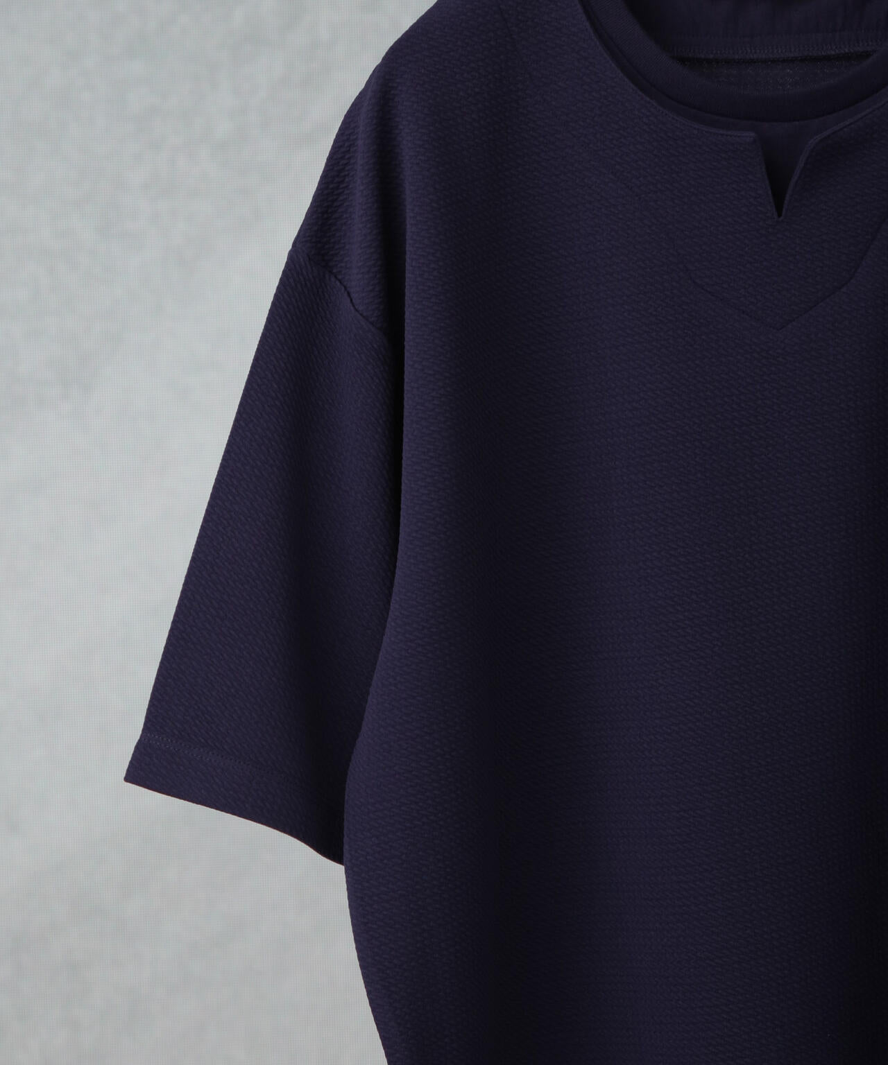 フェイクレイヤードキーネックTシャツ 半袖