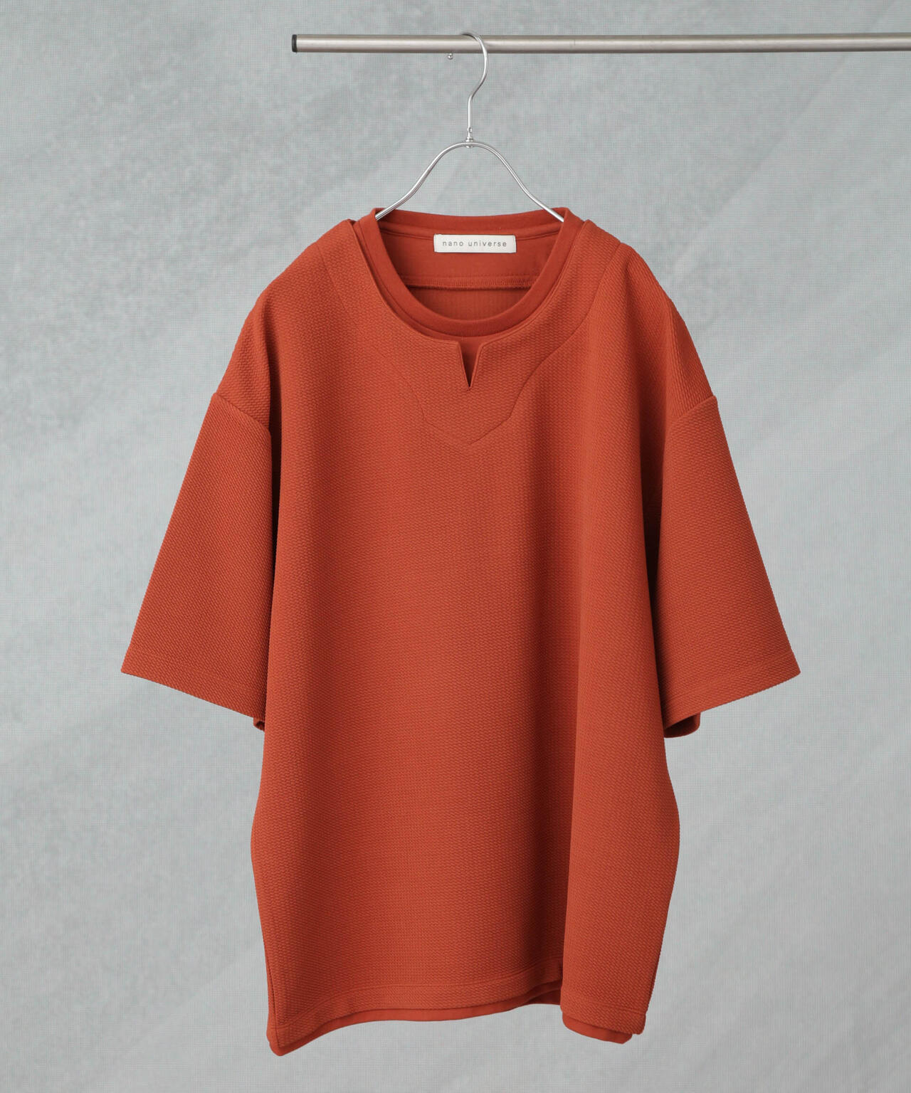 フェイクレイヤードキーネックTシャツ 半袖