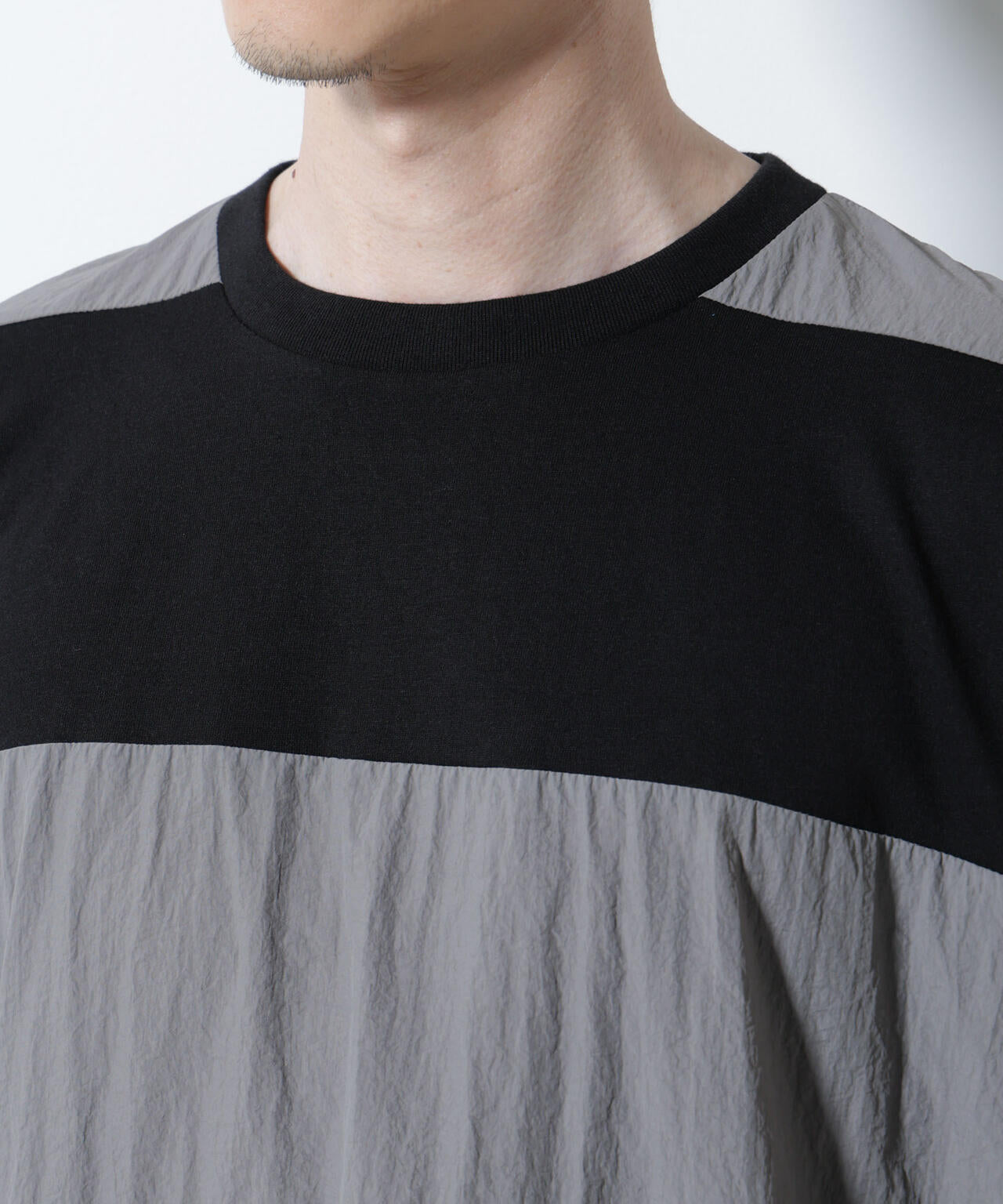 リラックス異素材ボーダーTシャツ 半袖