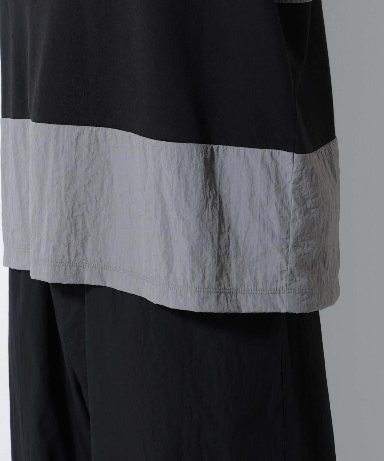 リラックス異素材ボーダーTシャツ 半袖