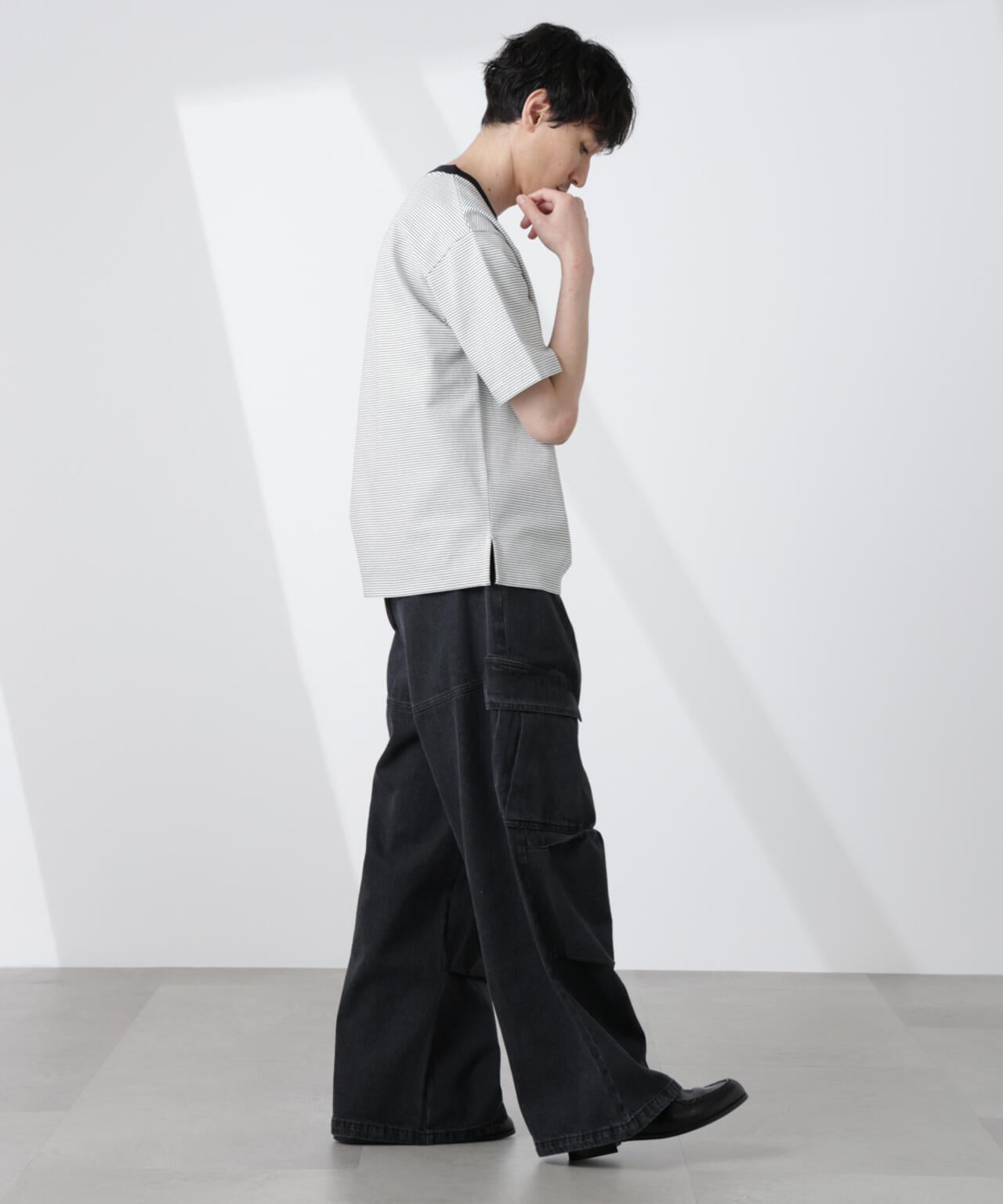 ビッグポケットデニムワイドカーゴパンツ