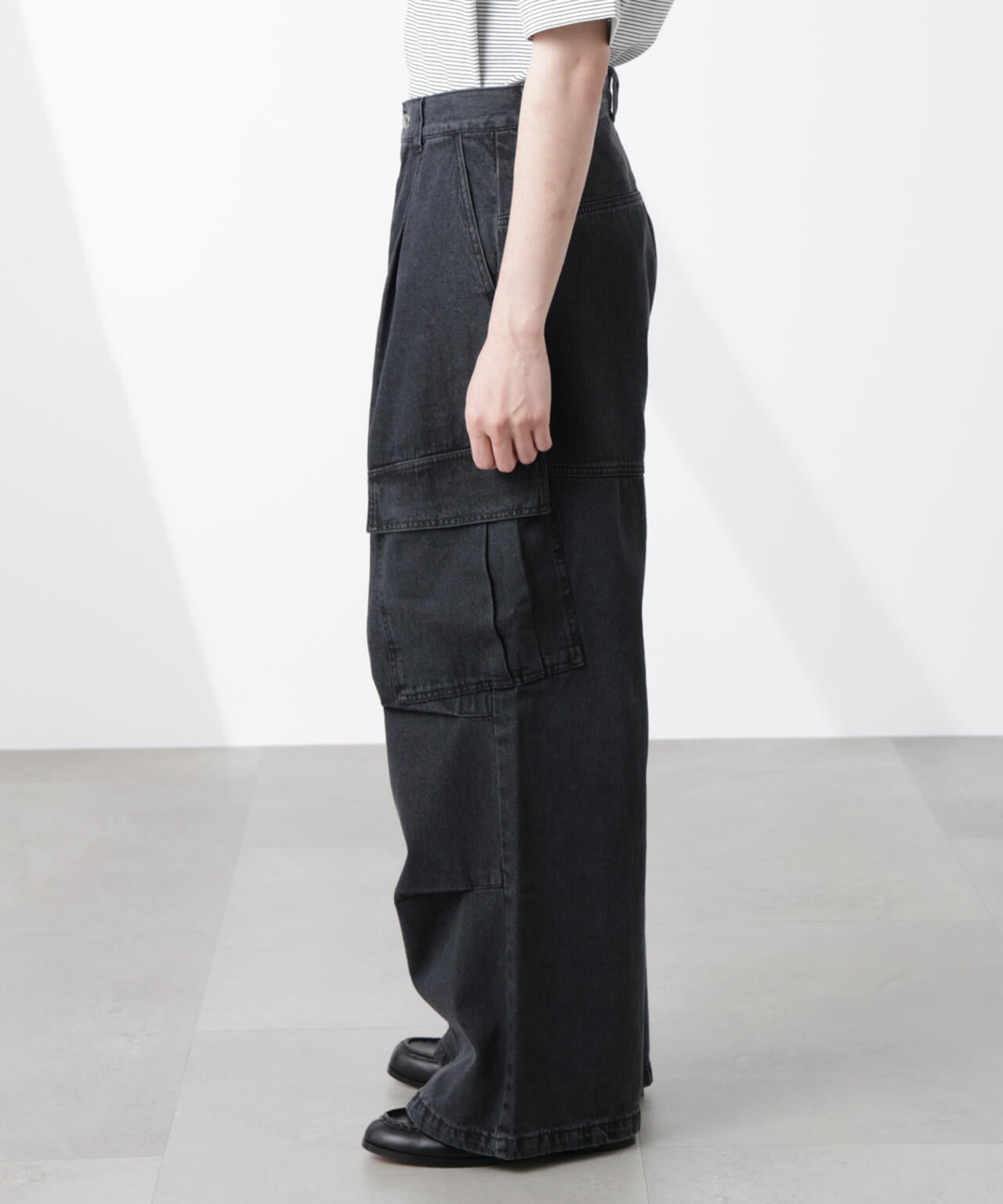 ビッグポケットデニムワイドカーゴパンツ