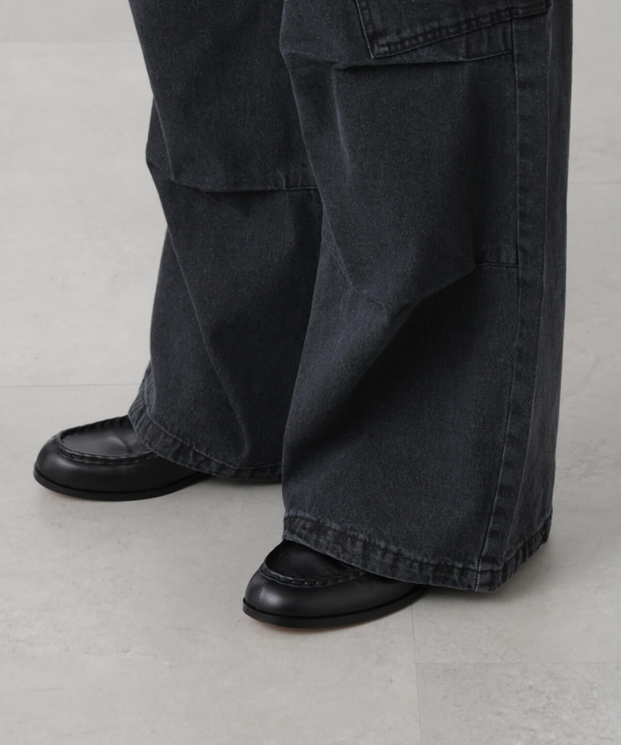 ビッグポケットデニムワイドカーゴパンツ