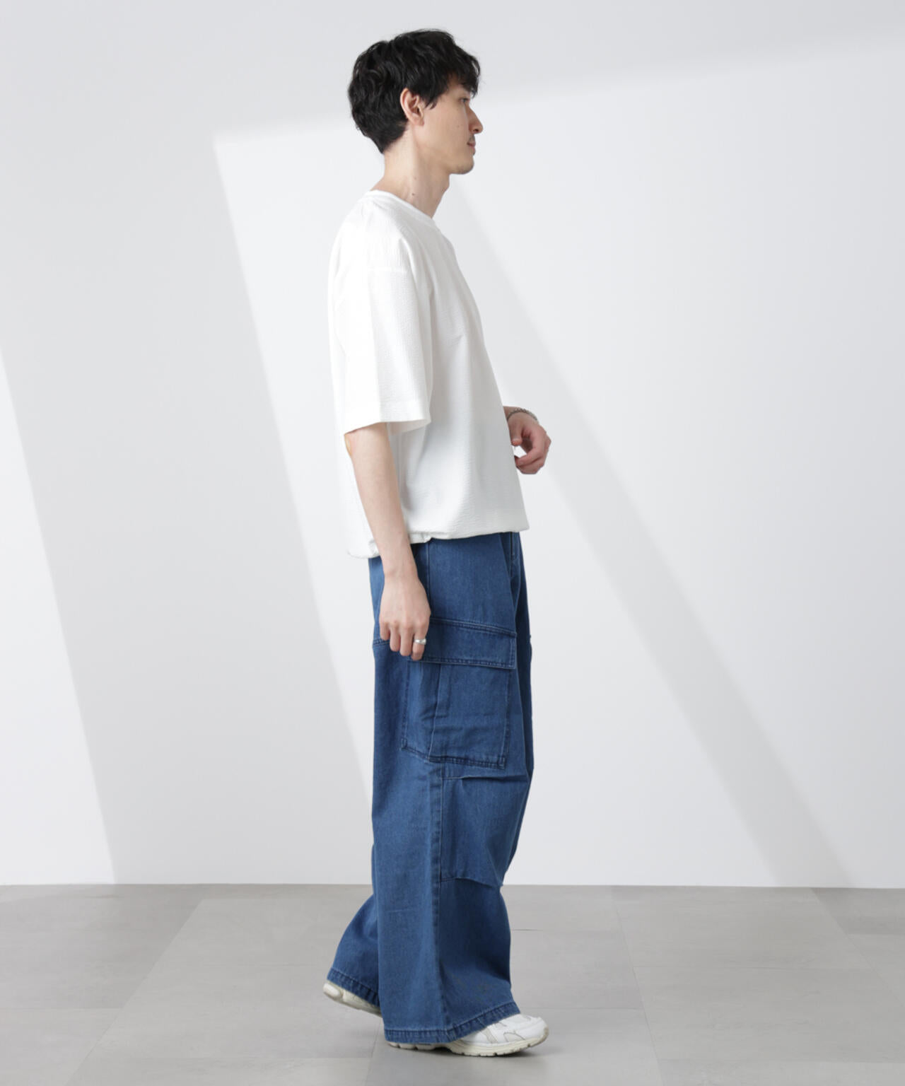 ビッグポケットデニムワイドカーゴパンツ