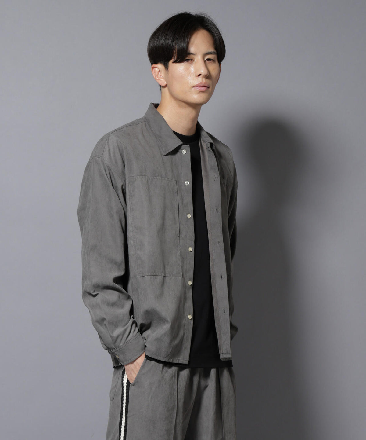 NORMANBROS別注ワイドポケット ピーチ起毛シャツ(セットアップ可)