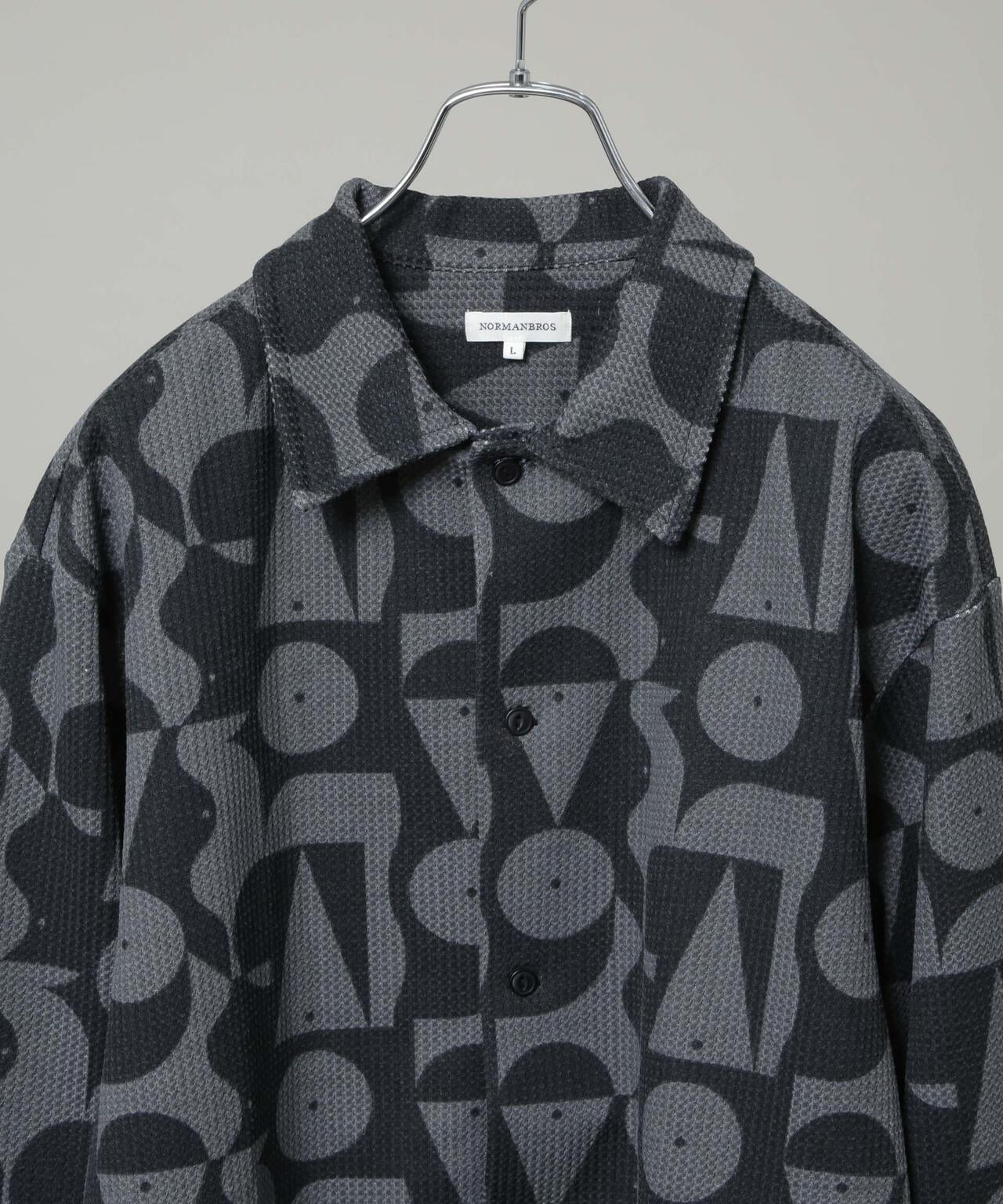 NORMANBROS別注 プリントワッフルシャツ 長袖
