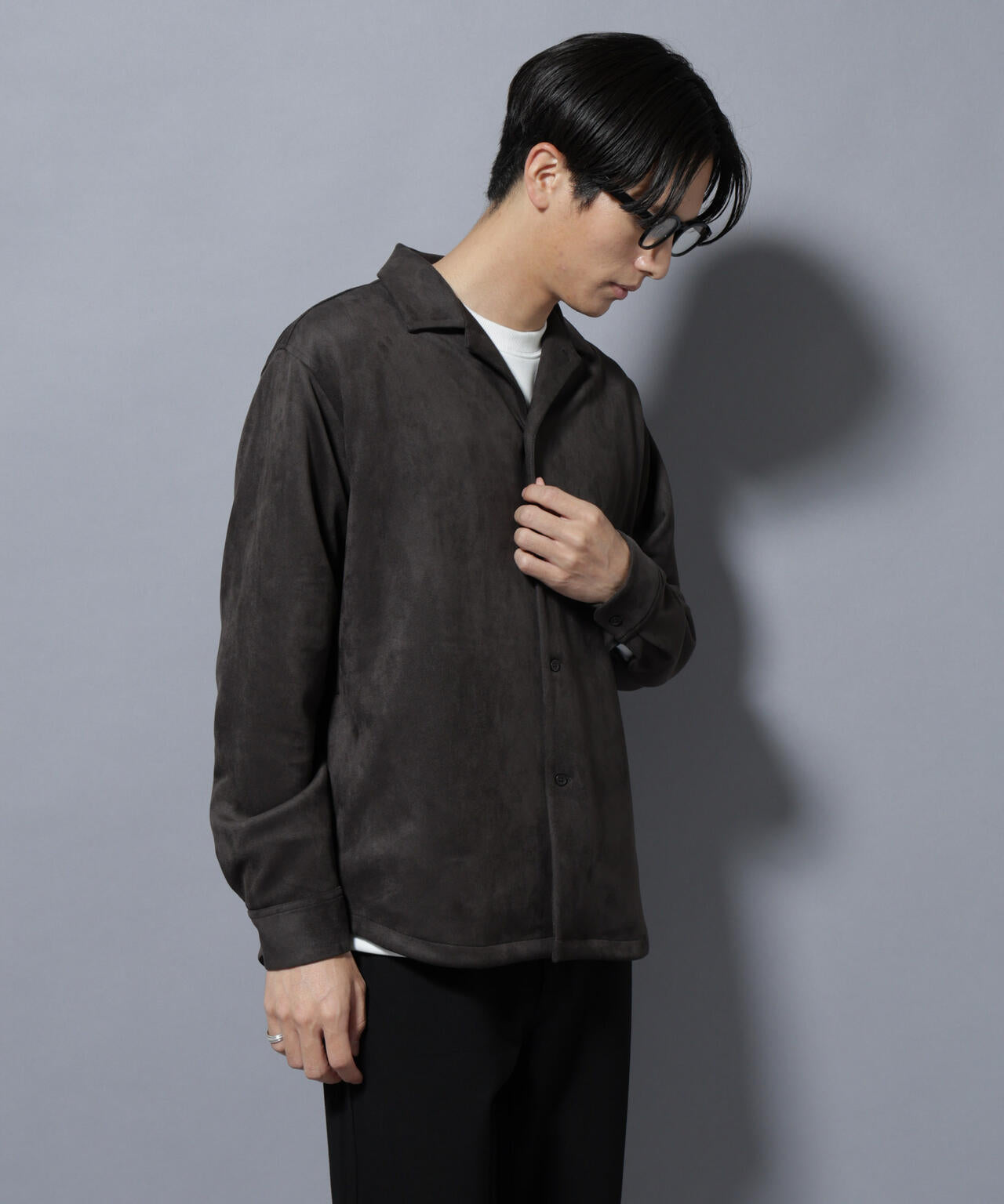 フェイクスエードシャツ 長袖