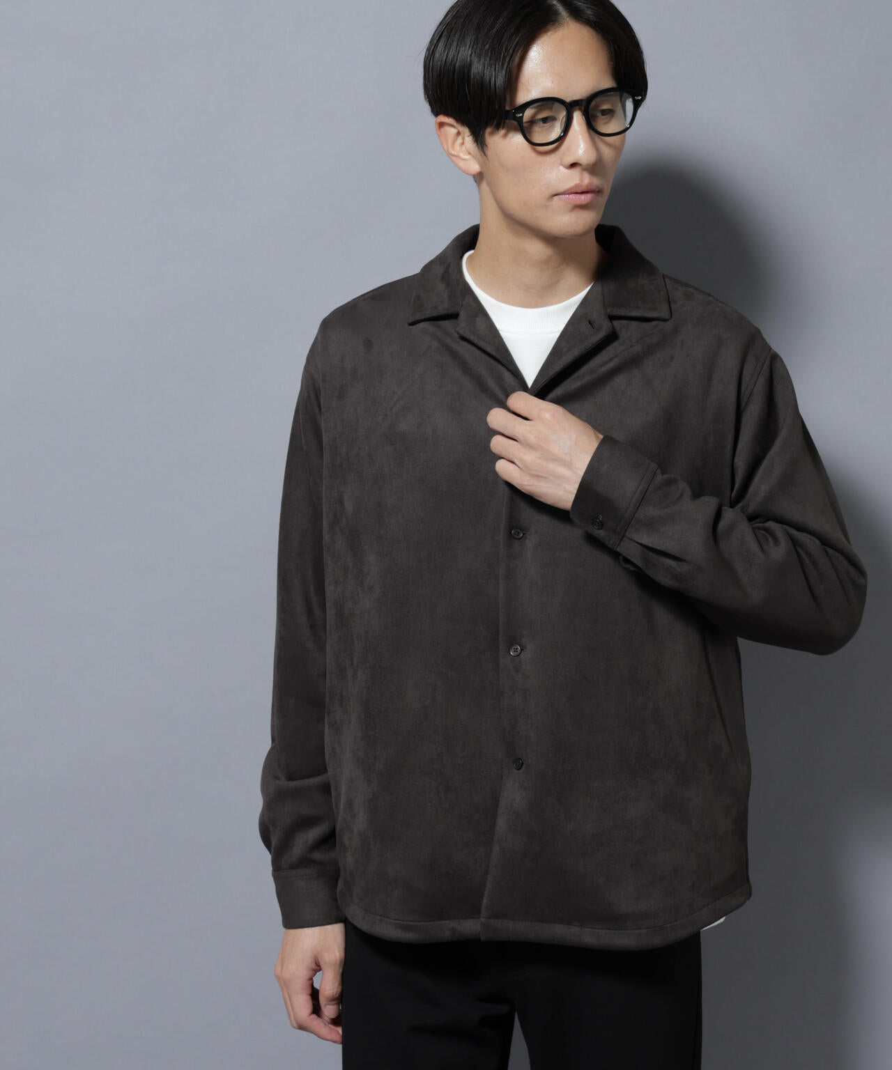 フェイクスエードシャツ 長袖