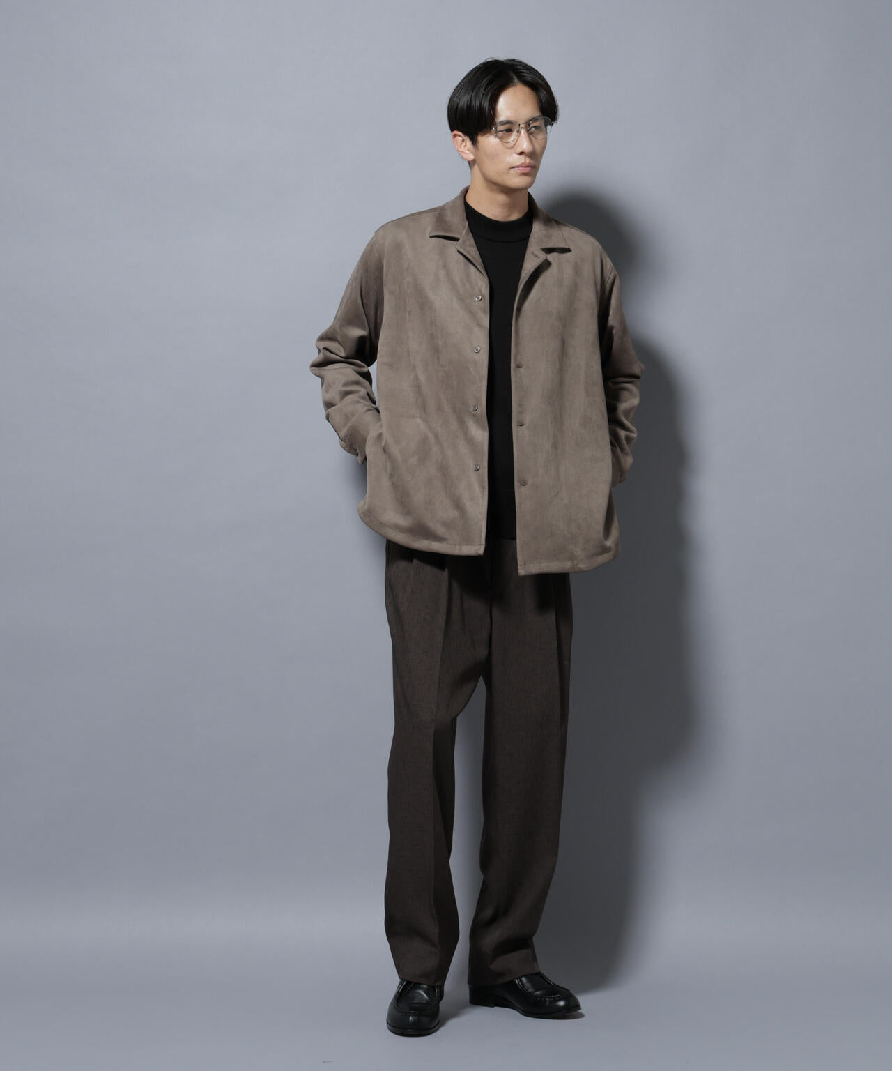 フェイクスエードシャツ 長袖