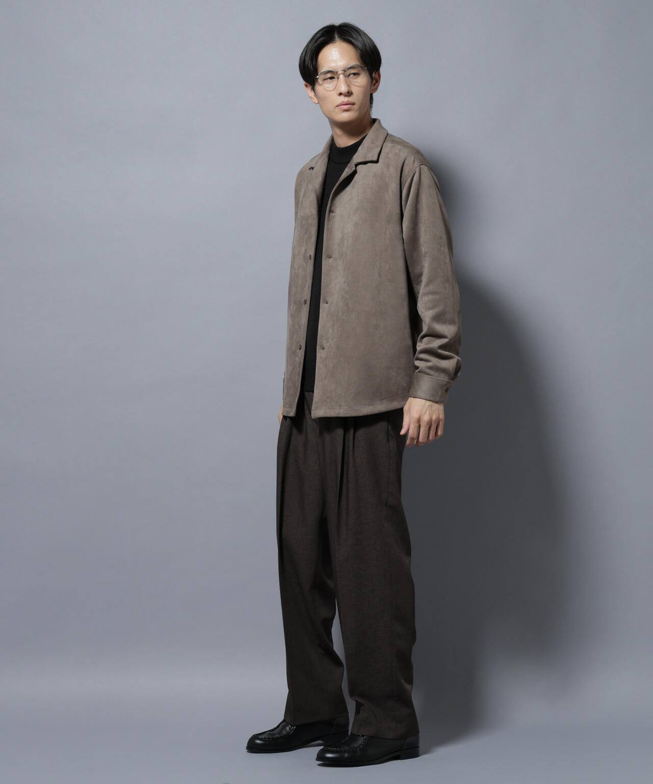 フェイクスエードシャツ 長袖