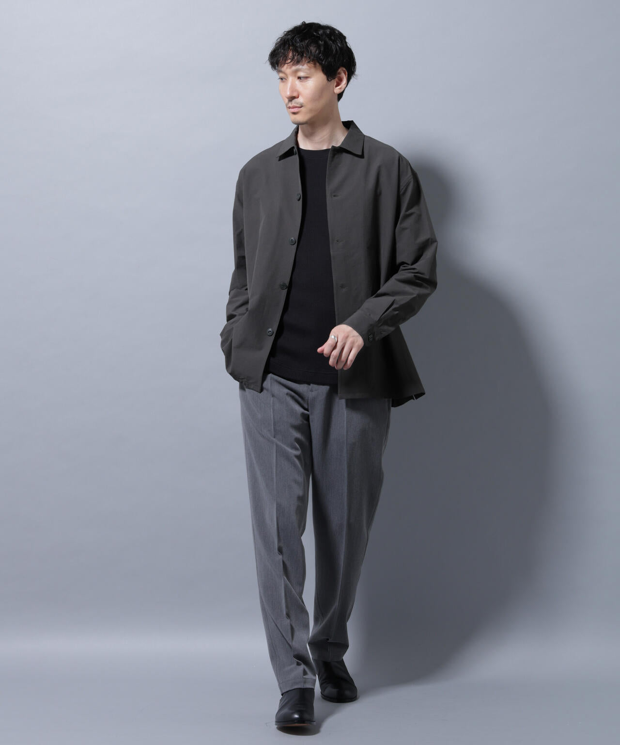 ストレッチワイドシャツブルゾン(セットアップ可)