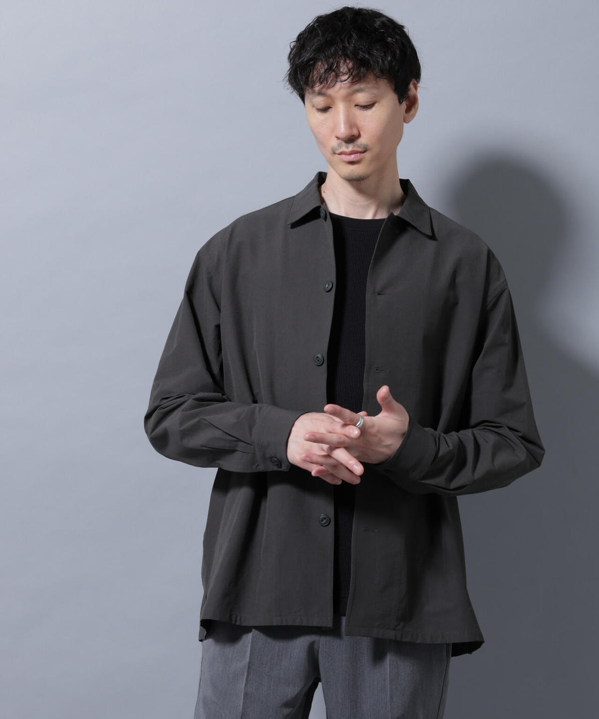 ストレッチワイドシャツブルゾン(セットアップ可)