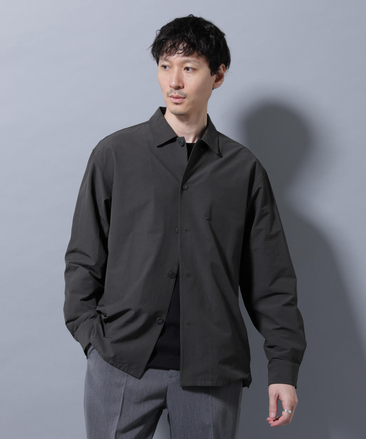 ストレッチワイドシャツブルゾン(セットアップ可)