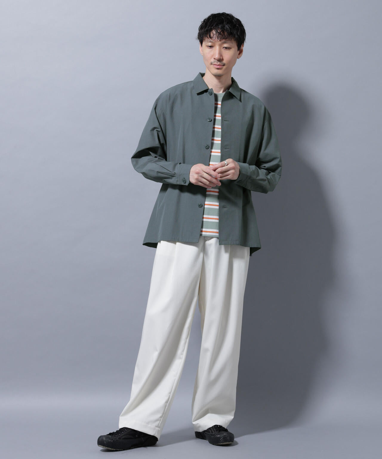 ストレッチワイドシャツブルゾン(セットアップ可)