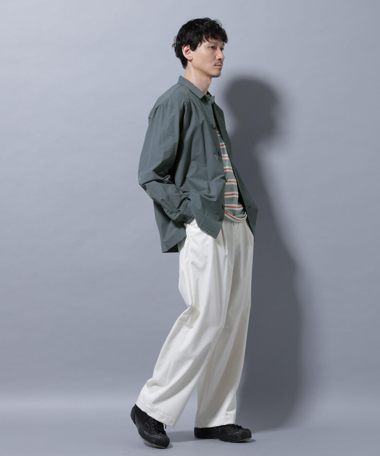 ストレッチワイドシャツブルゾン(セットアップ可)