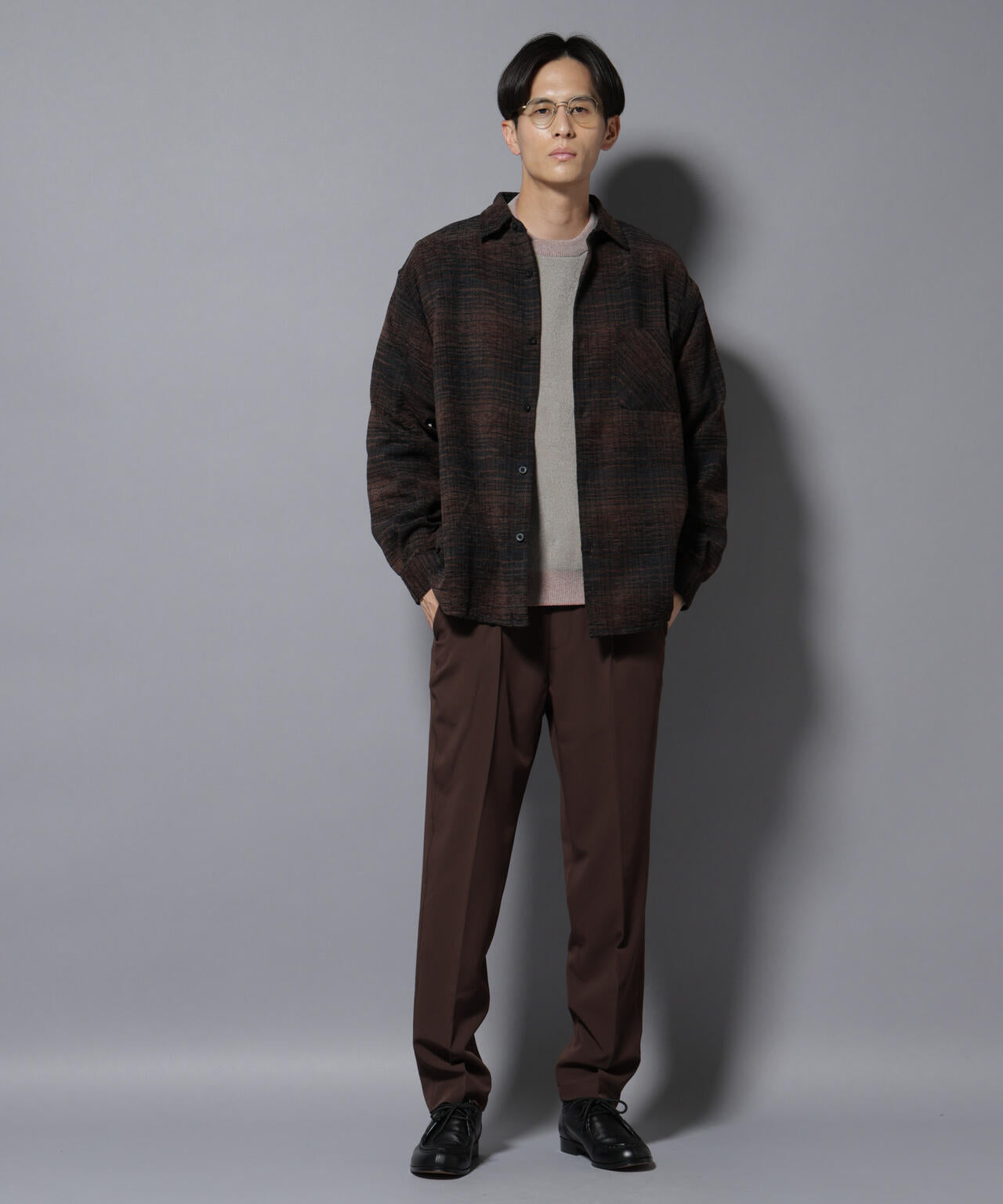 モールチェックシャツ 長袖