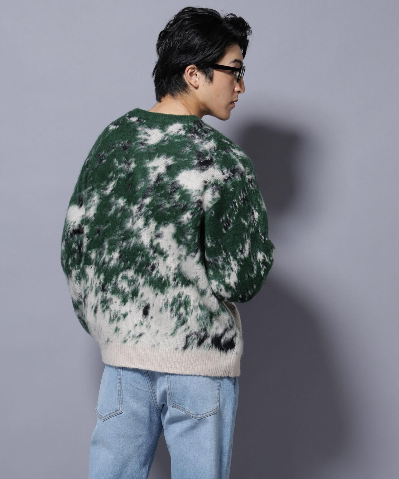 アート柄クルーネックニット2 ブライトカラー