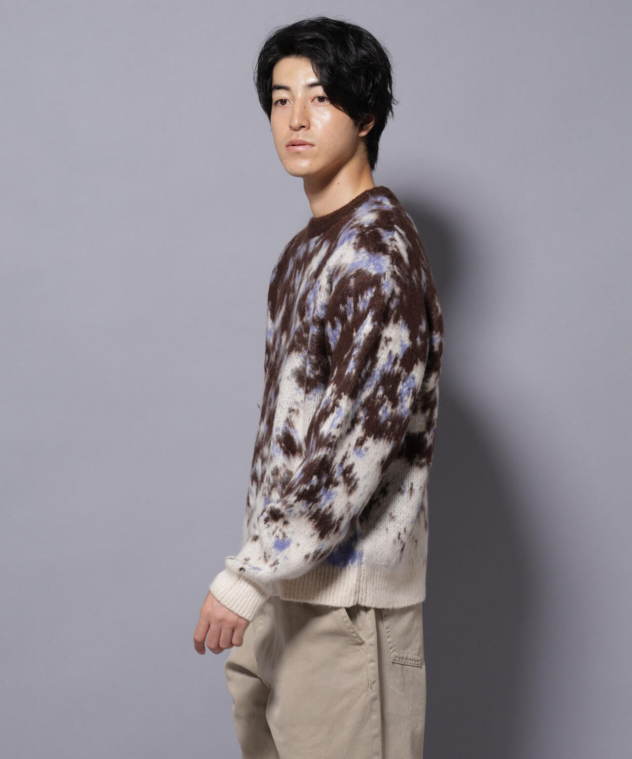 アート柄クルーネックニット2 ブライトカラー